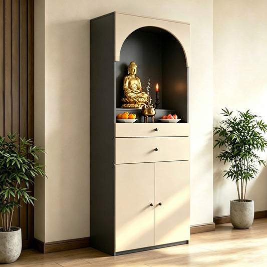 Altar Table Solid Wood (Beige+dark Gray / 35.4×15.7×65.4in)
