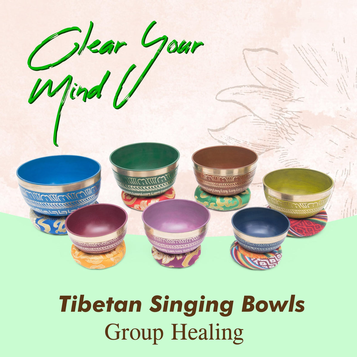 Tibetan Singing Bowl Set (7 Chakra Colored Set)