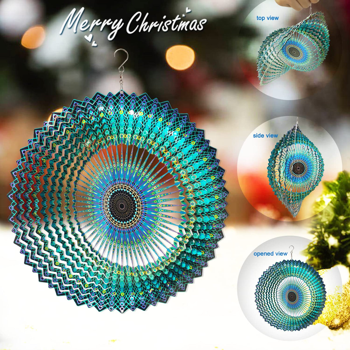 Wind Spinner Mandala Starry Sky 12 inch 3D Stainless Steel Laser Cut Metal Art Geometric Pattern (12inch / Mdl10)