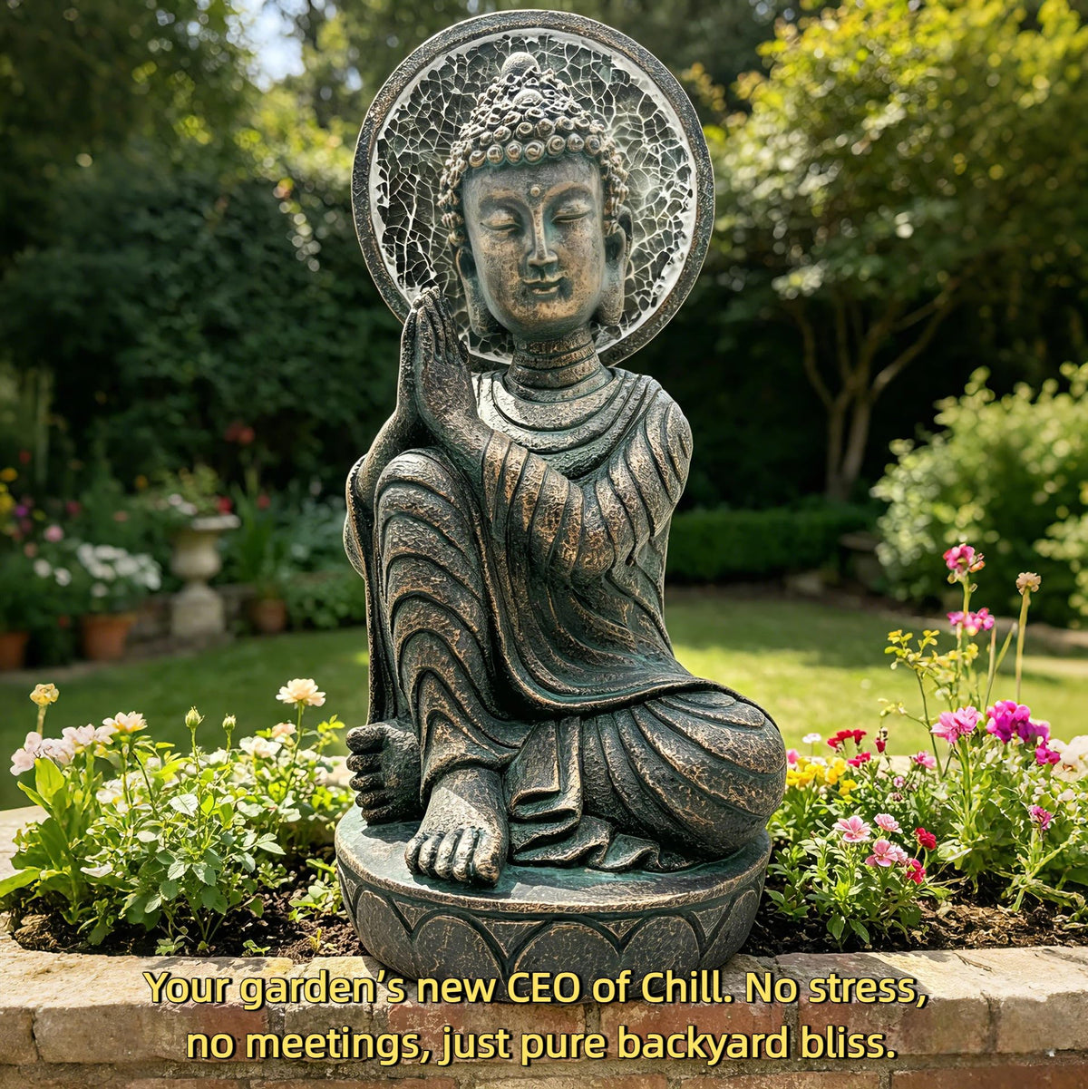 11.5in buddha statue outdoor (Antique Bronze)