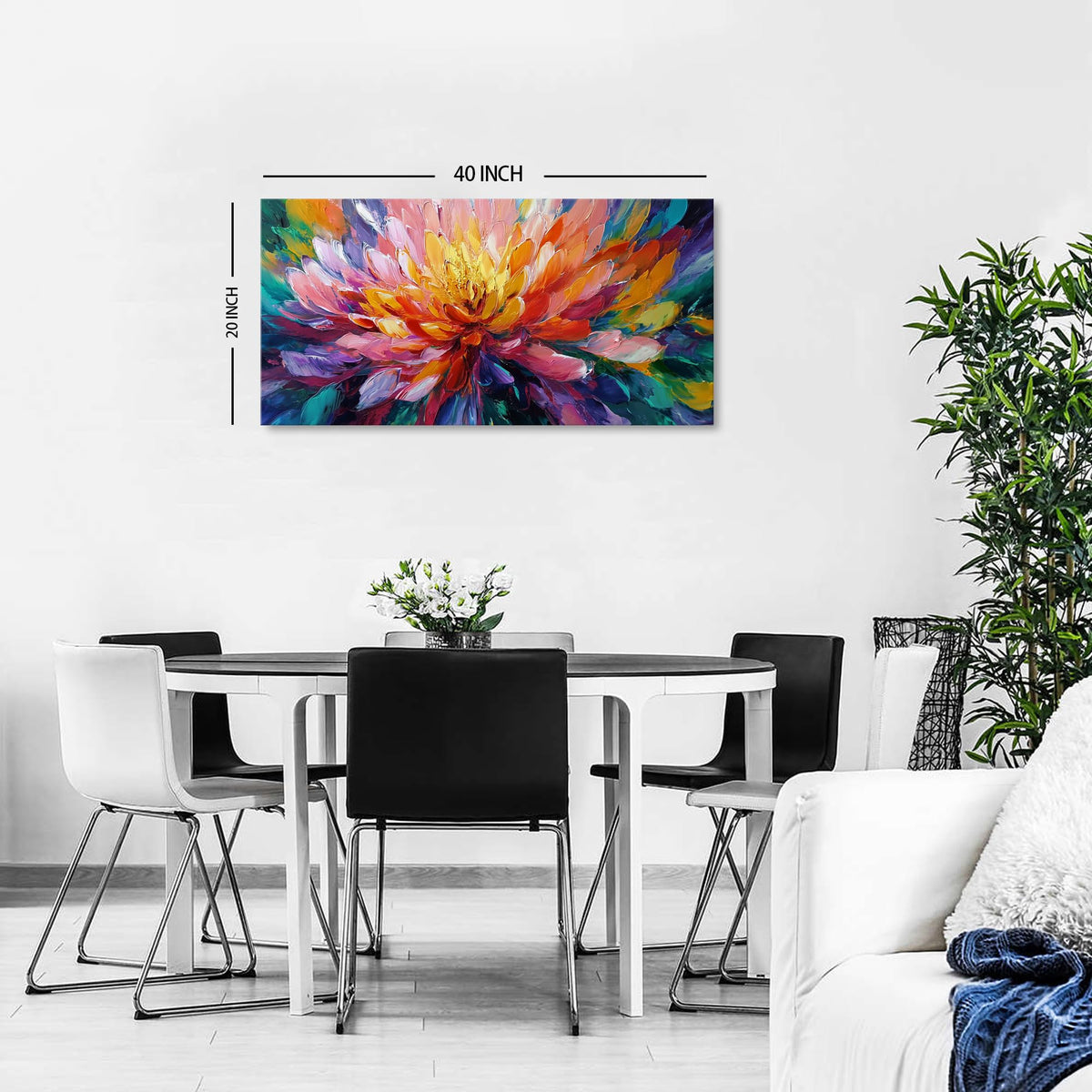 Abstract Lotus Wall Art Zen Wall Decor Large Colorful Lotus Flower Pictures for Bedroom Yoga Spa Abstract Bloom Floral Canvas Prints Meditation Spiritual Artwork Living Room Office Decorations 20x40" (40"L x 20"W / Lotus)