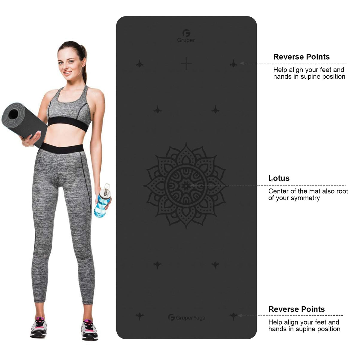 Yoga Mat Non Slip (Black / 0.32*32*72 Inches)
