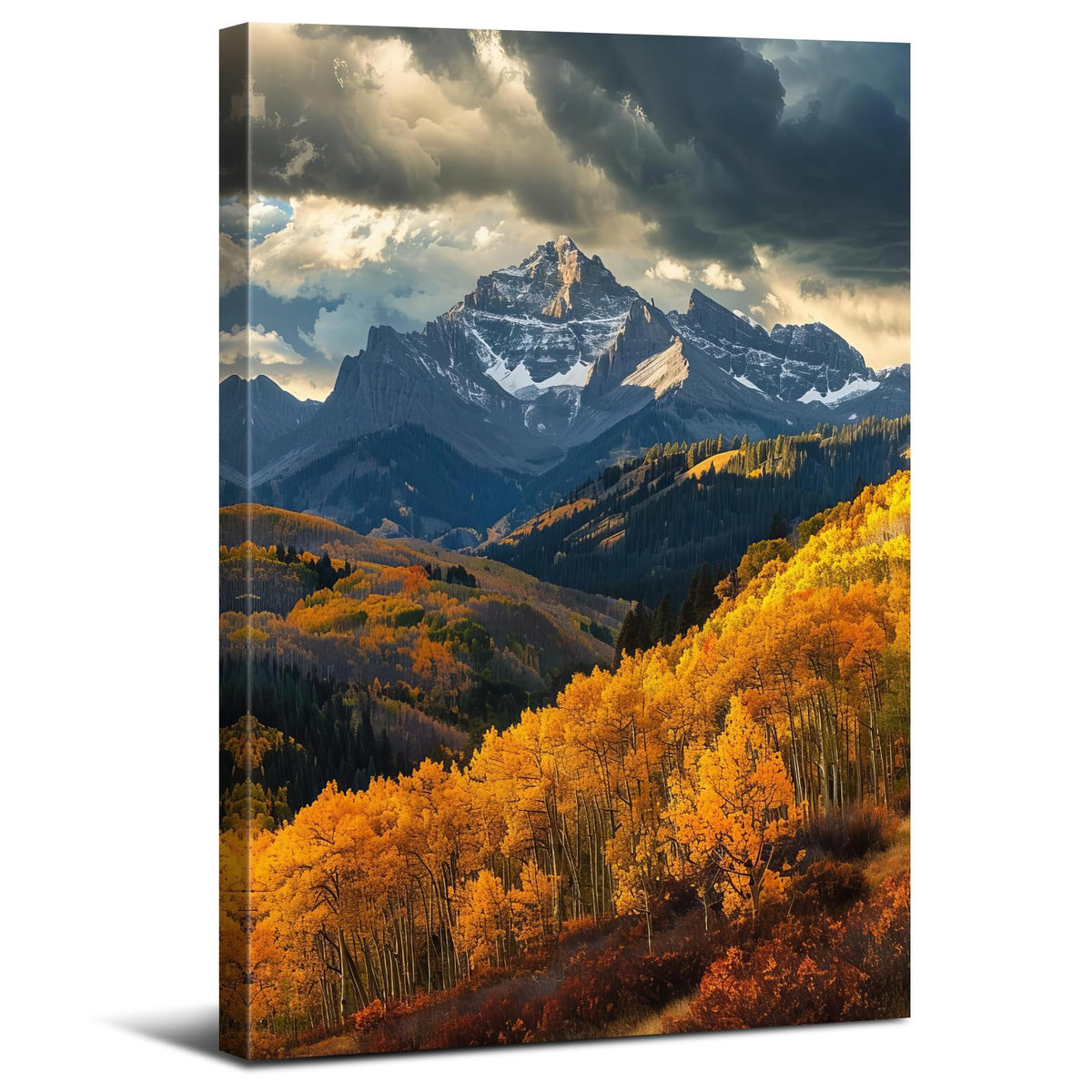 Mountain Wall Art for Living Room Autumn Forest Wall Art Nature Trees Pictures Wall Decor National Park Posters Orange Foggy Mountains Painting Woodland Artwork for Office Home Decorations 12x16" (16"L x 12"W / Fall Forest)