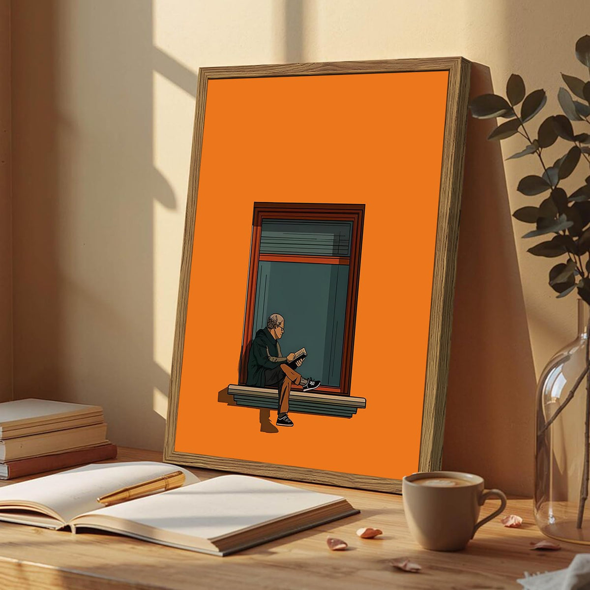Framed Minimalist Orange Canvas Wall Art (Minimalist Orange / 24"L x 16"W)