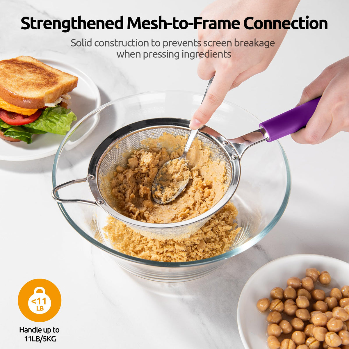 Fine Mesh Strainer (M-4.73in / (5) Purple)