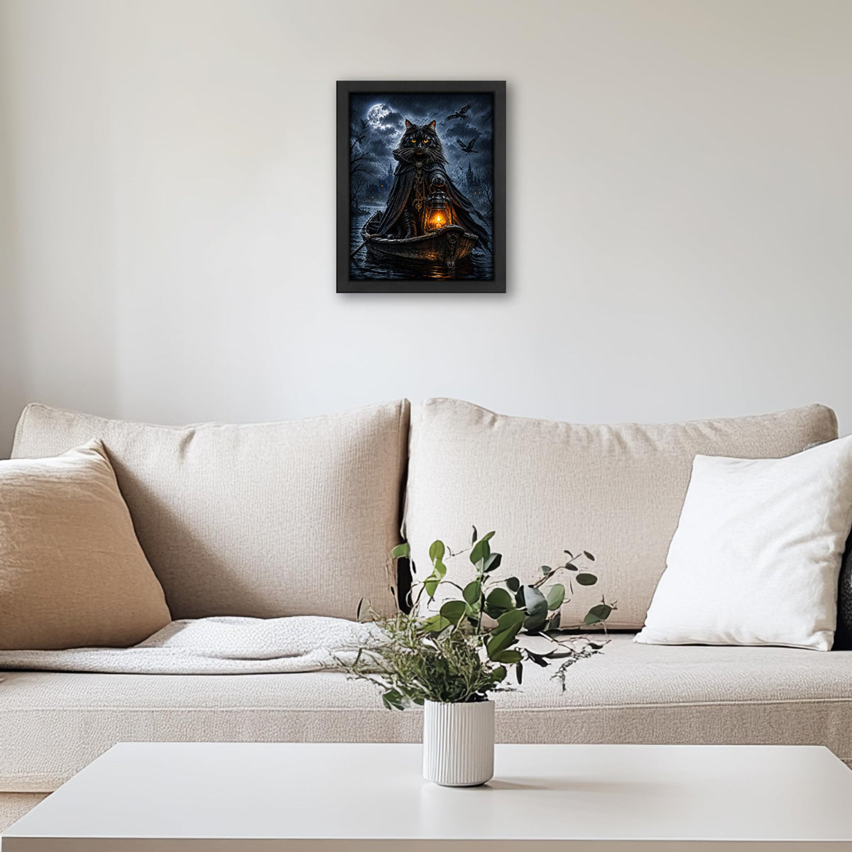 Gothic Black Cat Decor Wall Art (Wall Art Framed 02 / 24"L x 16"W)