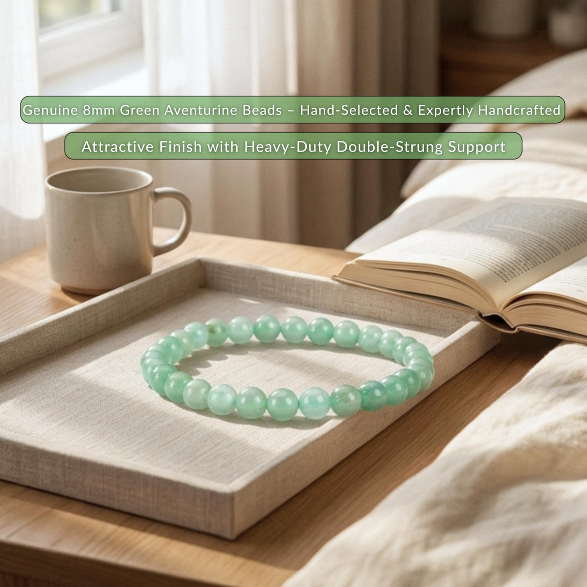 Green Aventurine Bracelet 8mm Beaded Bracelet (Green Aventurine / Large)