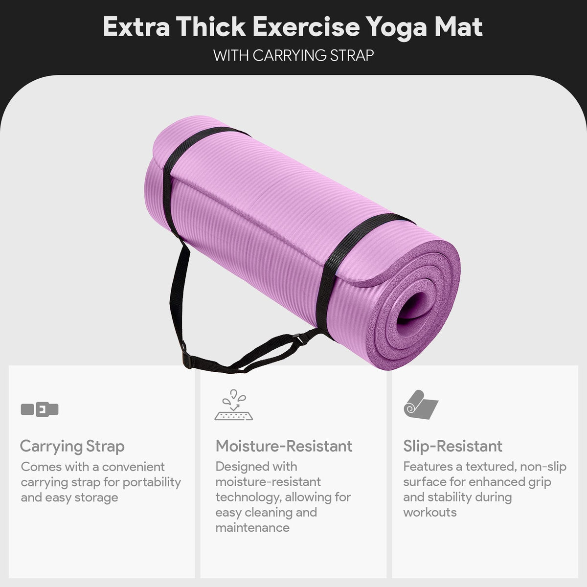 71x24 Inches Extra Thick Yoga Mat 1 (Taro Purple)