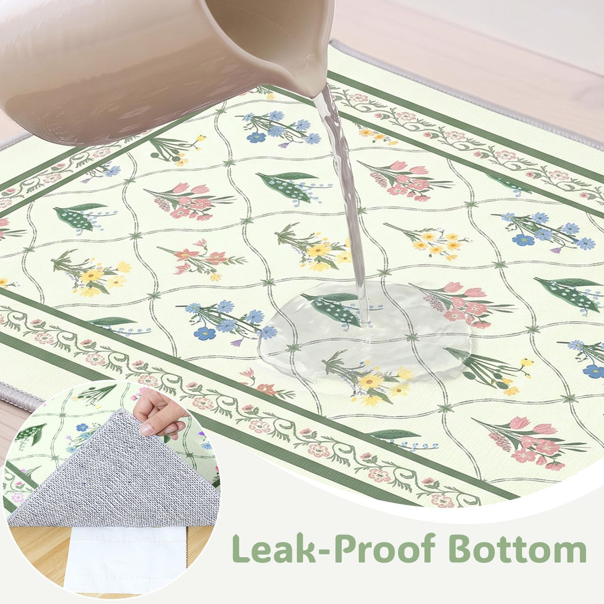Cat Litter Mat (Bean Green Branch / L(33x22in))