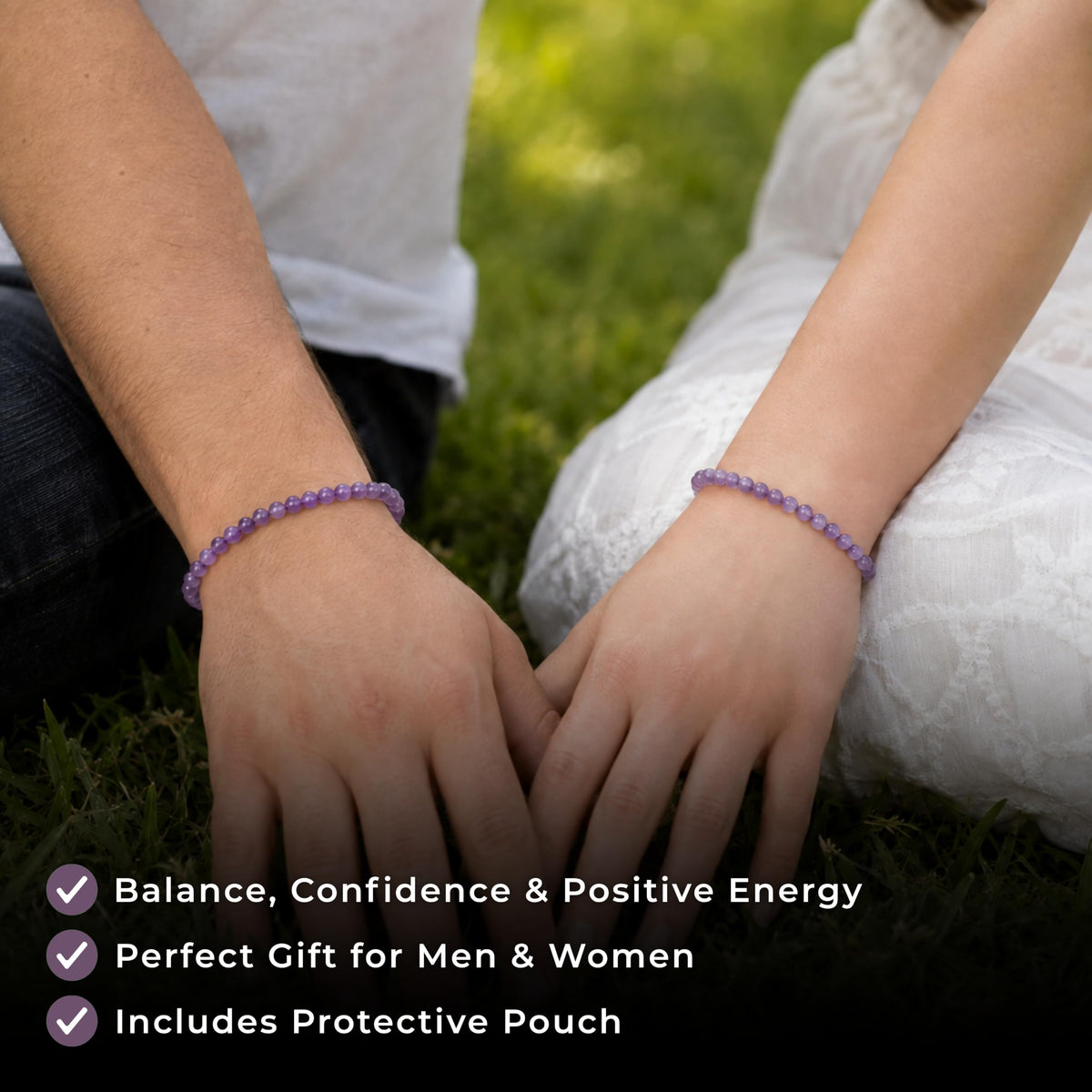 Amethyst Bracelet 4mm Beaded Bracelet (Amethyst / Medium)