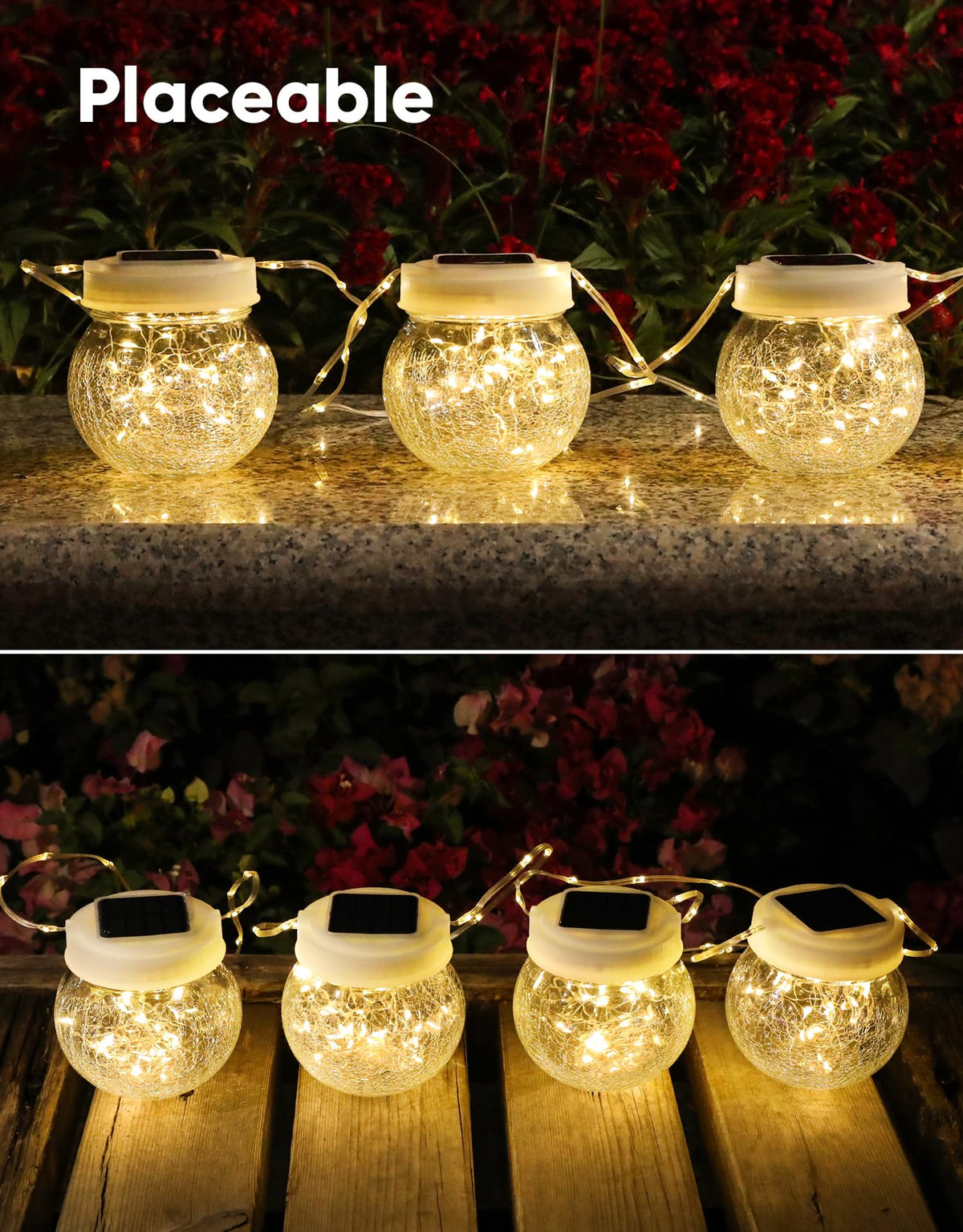 Solar Lantern Solar Lights Outdoor Waterproof 6 (White Cap Warm White Light / 6 Pack)