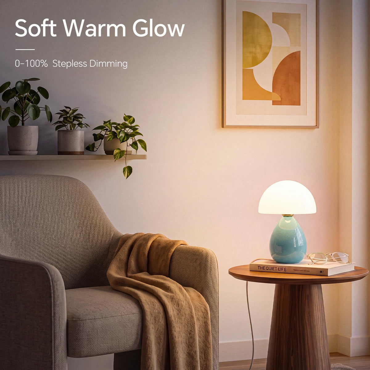 Mushroom Lamp Table Lamp for Bedroom (Blue-Ice Crackle)