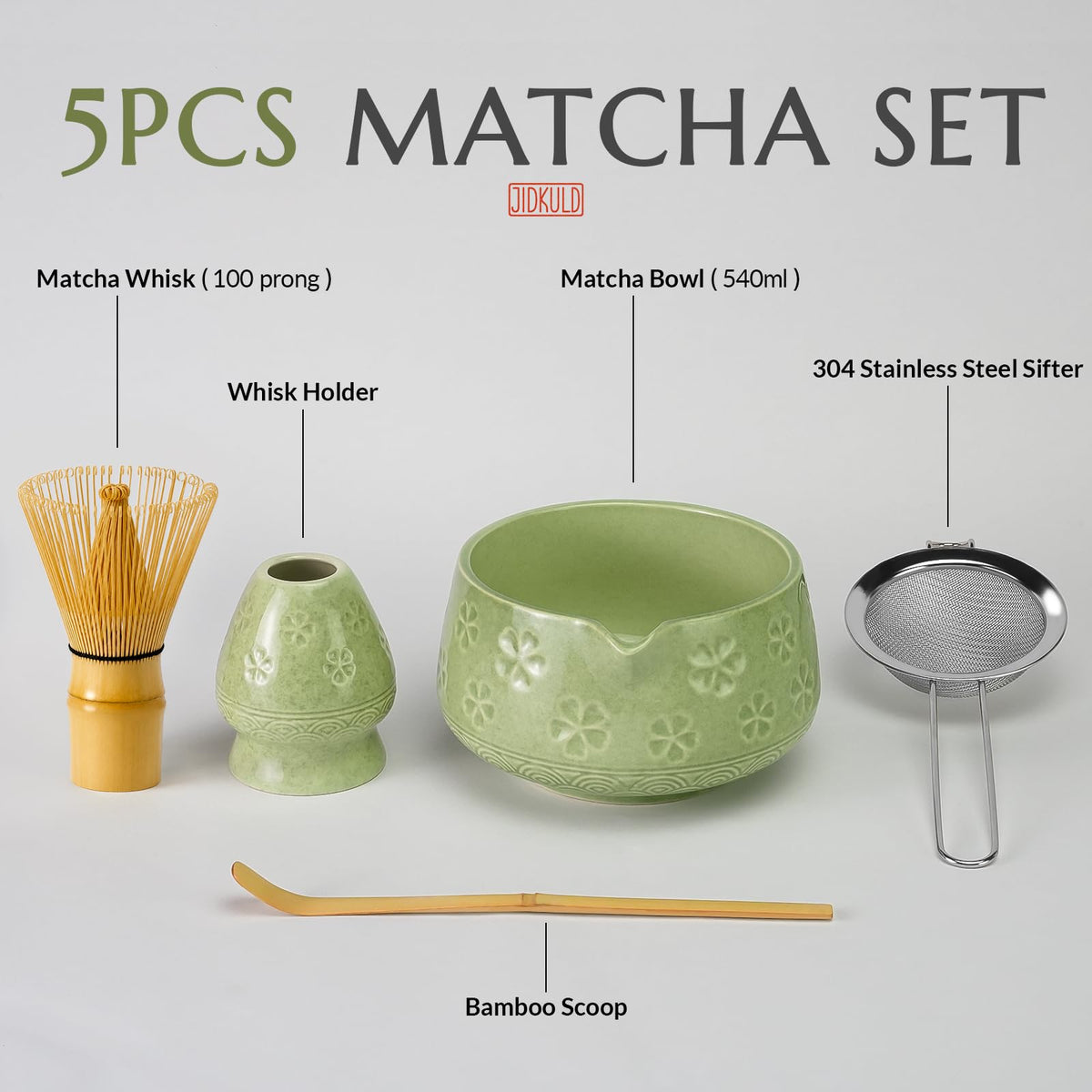Matcha Whisk Set (Mottled Green)