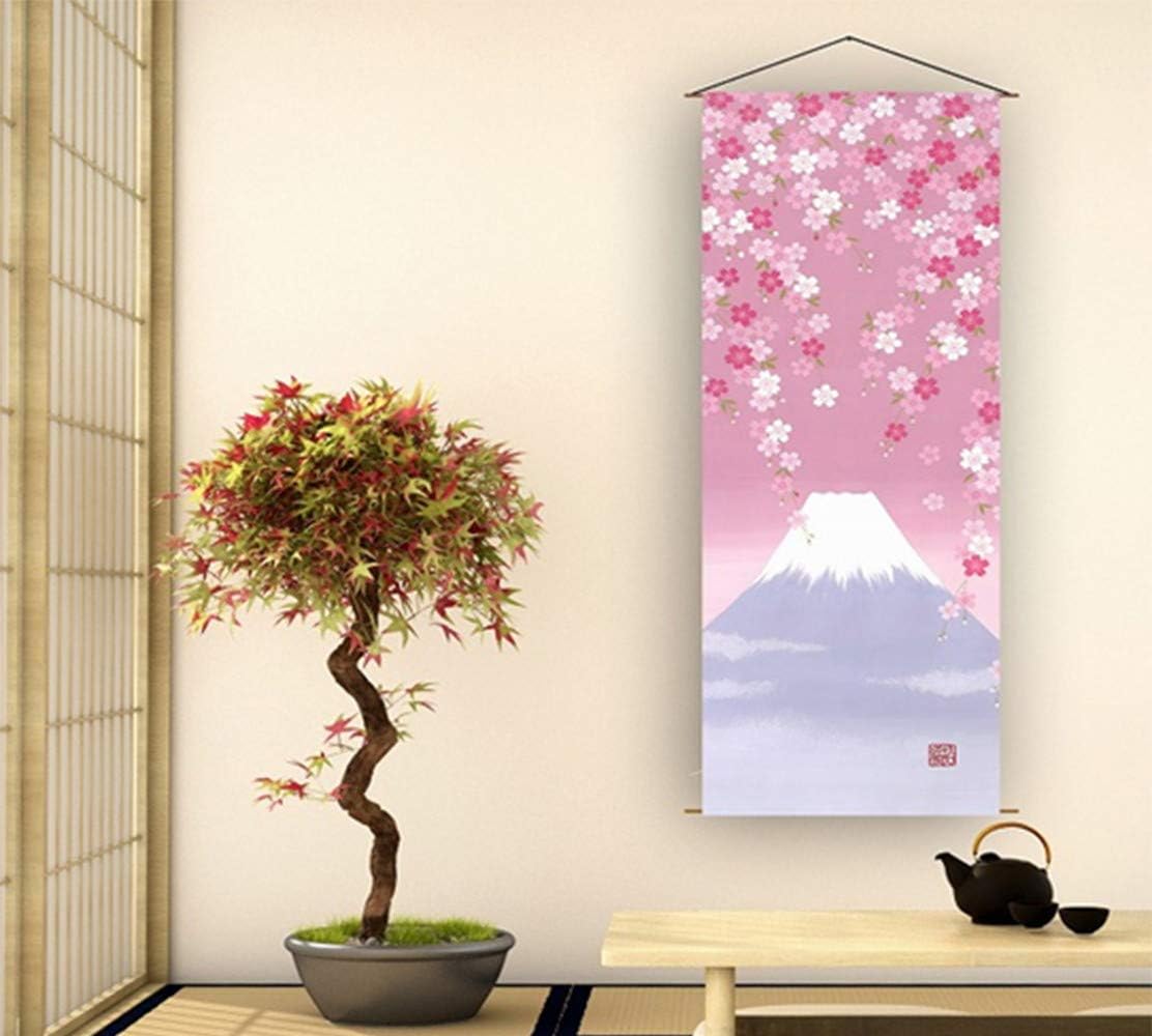 Pink Cherry blossom and Mount Fuji Japanese Scroll Wall Art (Pink Cherry blossom and Mount Fuji)