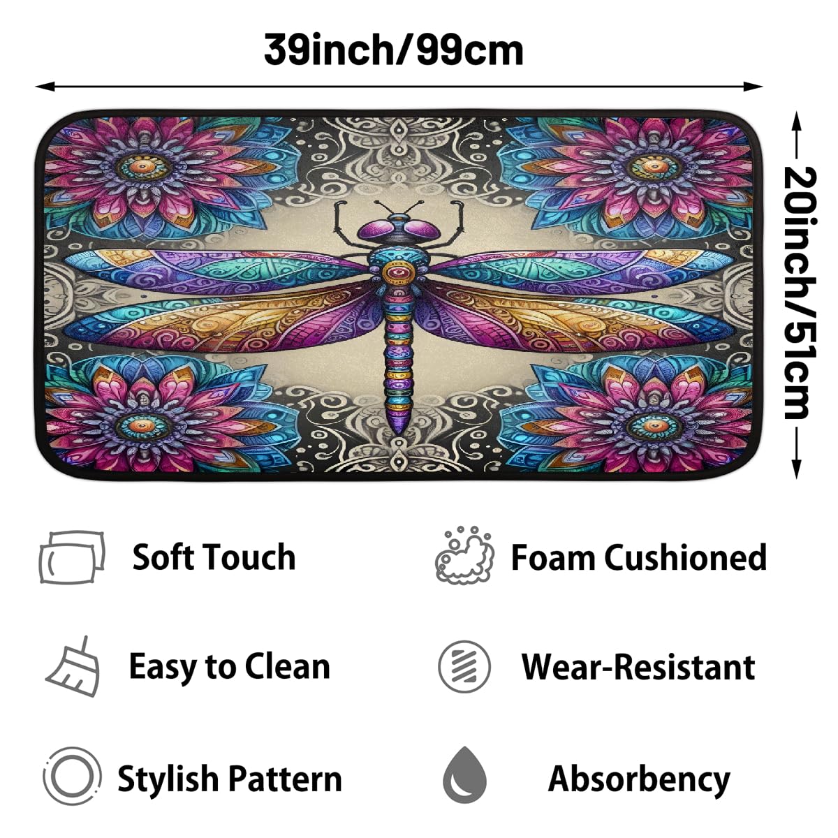 Dragonfly Kitchen Rugs Kitchen Mats Non Slip Floor Mat (Color 11)