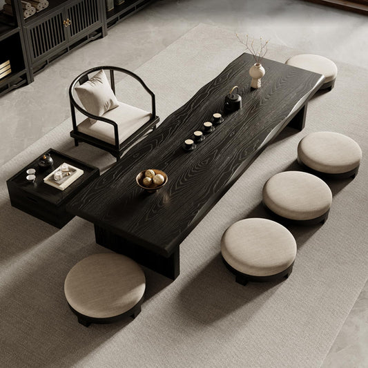 47" Solid Wood Japanese Floor Table (Black / 120*60*35cm)