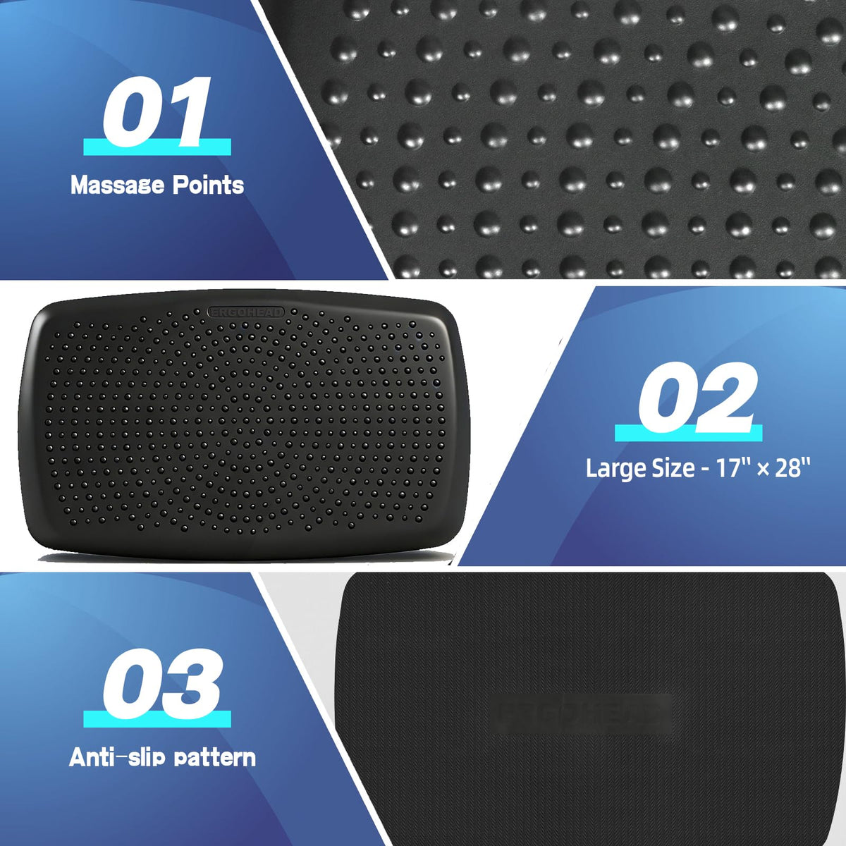 Large Comfort Standing Desk Mat (28"L x 17"W x 0.8"Th)