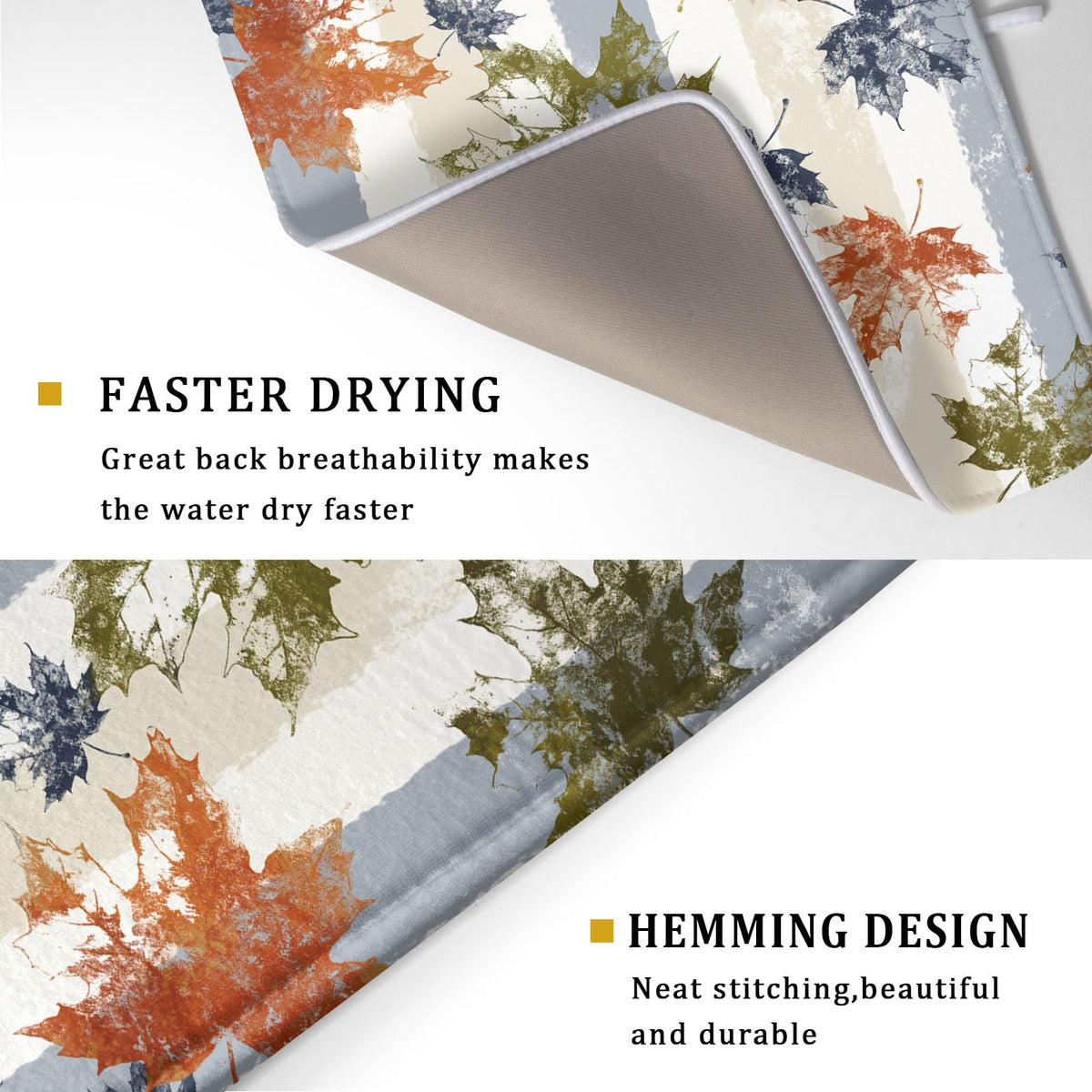 Autumn Colorful Maple Leaves Dish Drying Mat for Kitchen Counter (Colorful Maple Leave230807 / 18" x 24")