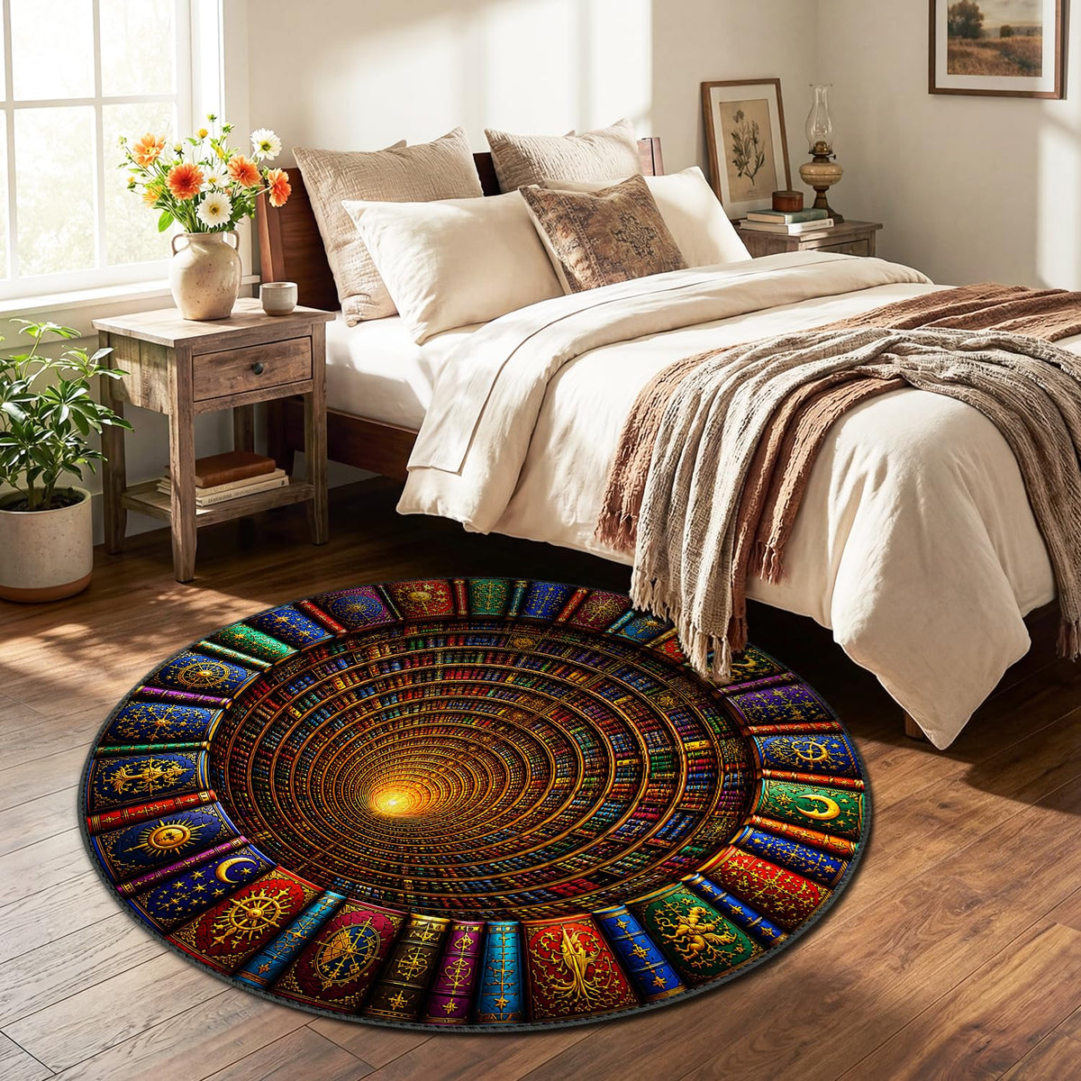 Magic Library Round Area Rug 4ft (83 / 4' (Round))