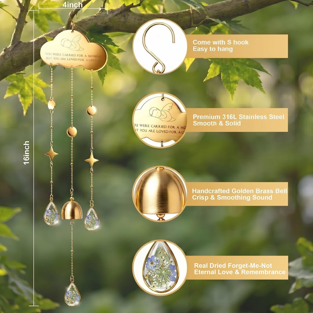 Miscarriage Gifts for Mothers (Gold)