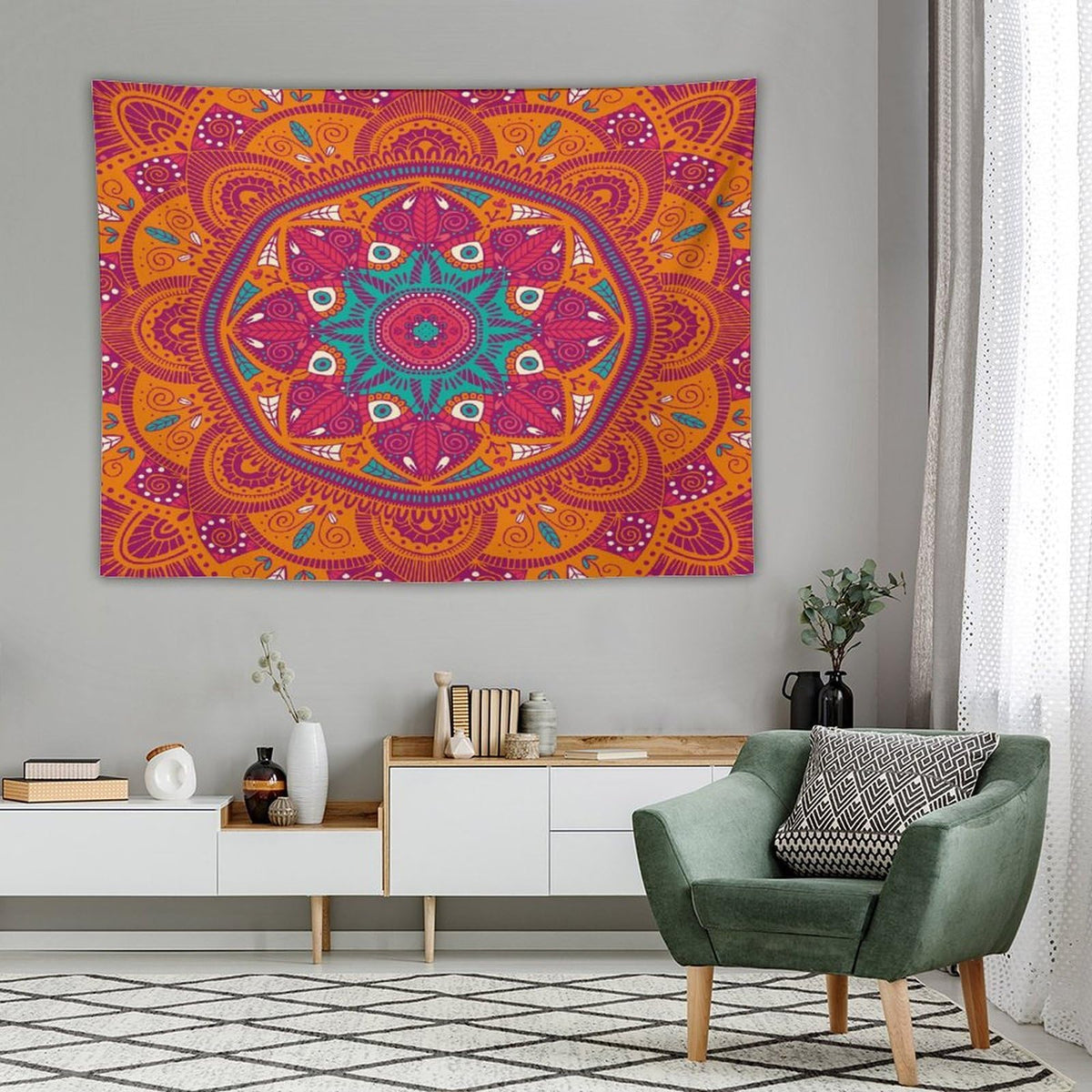 Mandala Tapestry Wall Hanging Indian Abstract Hippie Bohemian Art Floral Texture Pattern Tapestries Home Decor for Living Room Kitchen Bedroom Dorm 60"x80" (60"L x 80"W / Mandala-14)