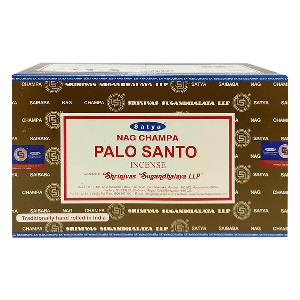 Palo Santo Incense Sticks and Incense Stick Holder Bundle Insence Insense Satya (Palo Santo 15g - Pack of 12)