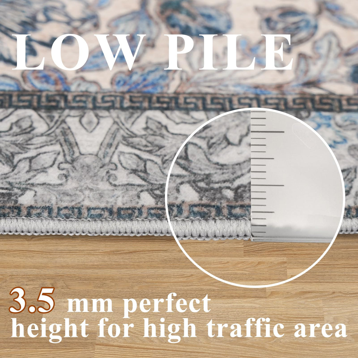 Washable Floral 10x14 Area Rugs (Blue/Cream / 10' x 14' (Rectangular))