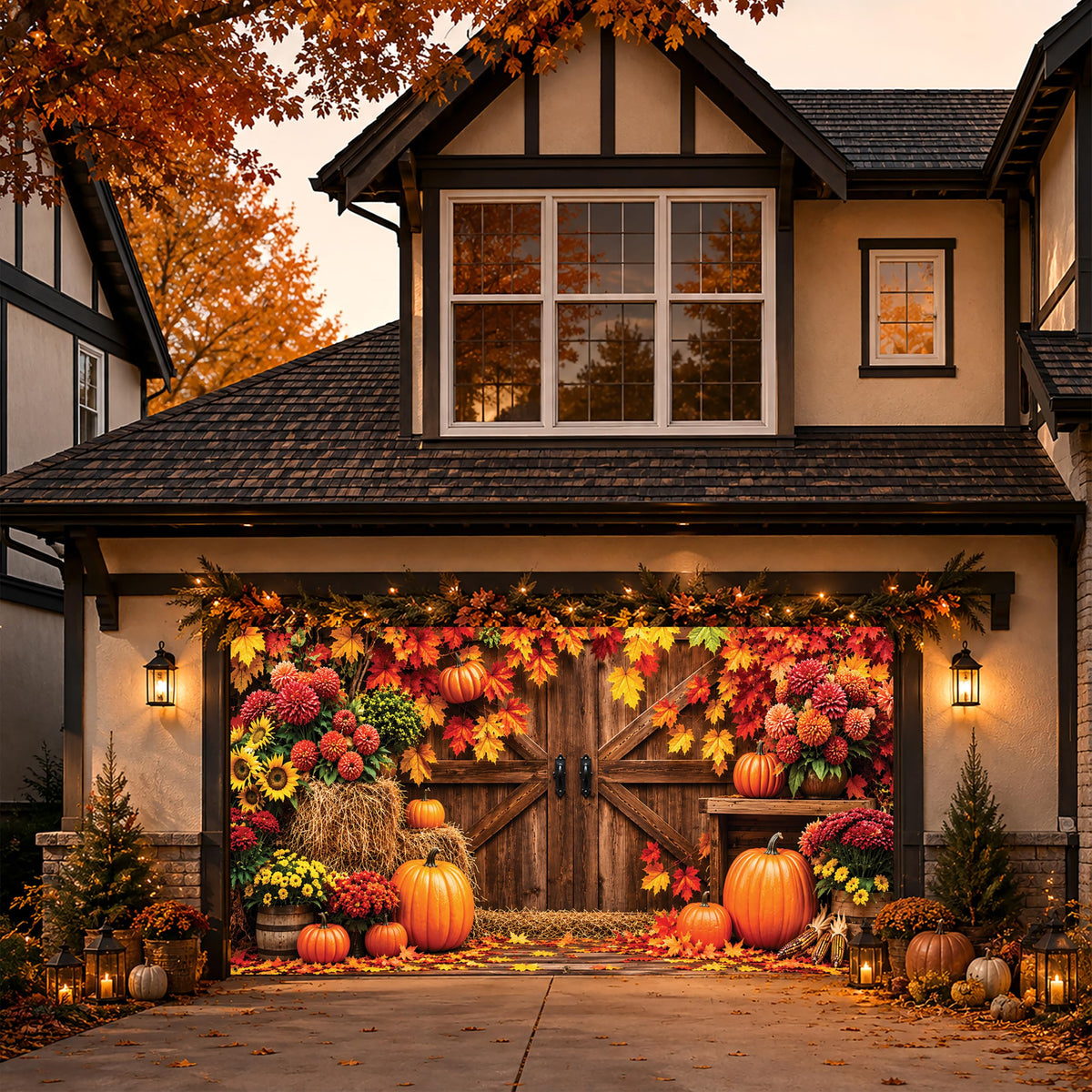 Thanksgiving Garage Door Banner Barn Door 6x13FT Fall Harvest Backdrop (Fall)