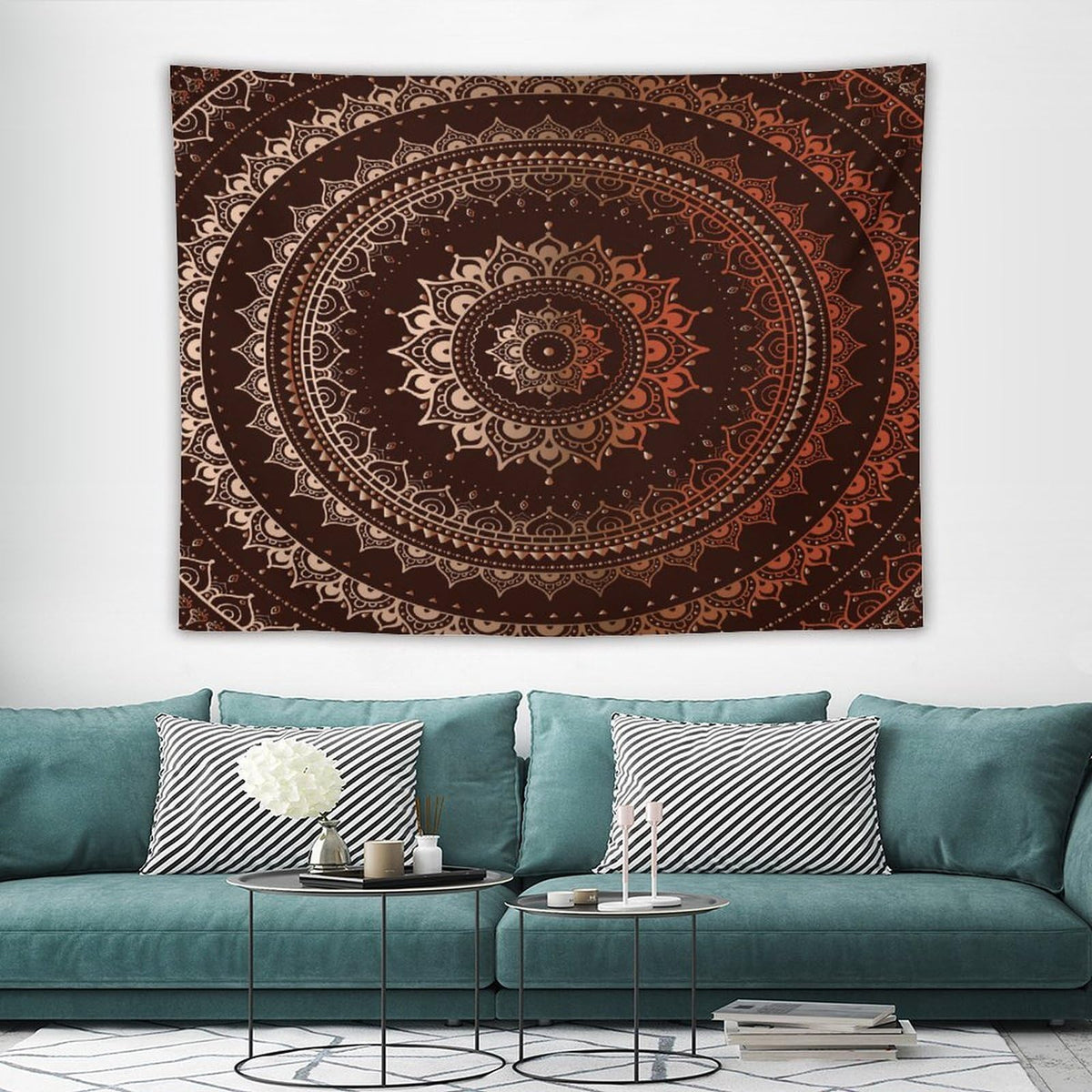 Mandala Tapestry Wall Hanging Enclosing Magic Circle Egyptian Folkloric Culture Pattern Tapestries Home Decor for Living Room Bedroom Farmhouse Apartment Dorm 60"x80" (60"L x 80"W / Mandala-43)