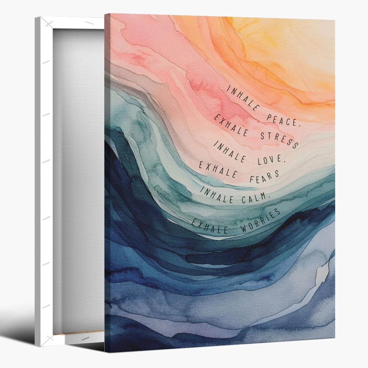 Office Wall Art Inhale Exhale Swirly Mental Health Posters Calming Corner Art Canvas Prints Wellness Breathe for Therapy Office Motivational Wall Decor 16x24inch Framed (style-1-Framed / 16"L x 24"W - Framed)