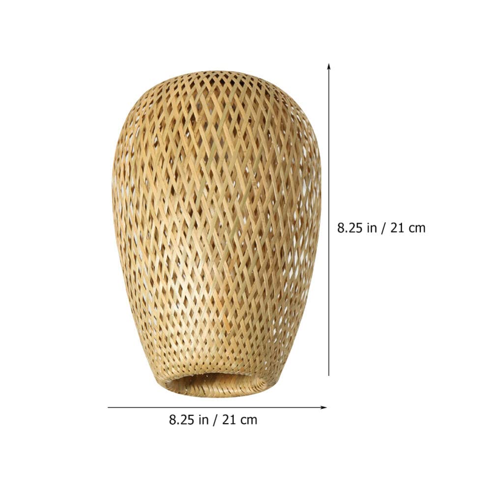 Woven Bamboo Lampshade 8.26X7.08 Inch Replacement Lamp Cover for Zen Style Tea Room Restaurant Hotel Pendant Light Decor (21X21X21CM)