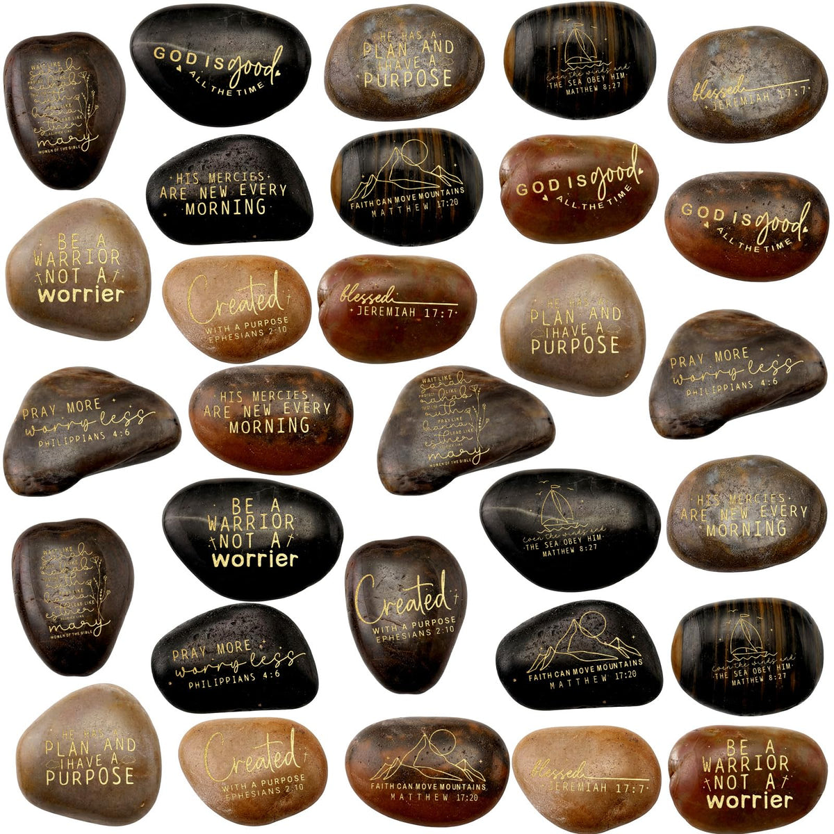 30 Pcs Bible Verses Scripture Stones Gifts Inspirational Rocks (Inspiring Bible)
