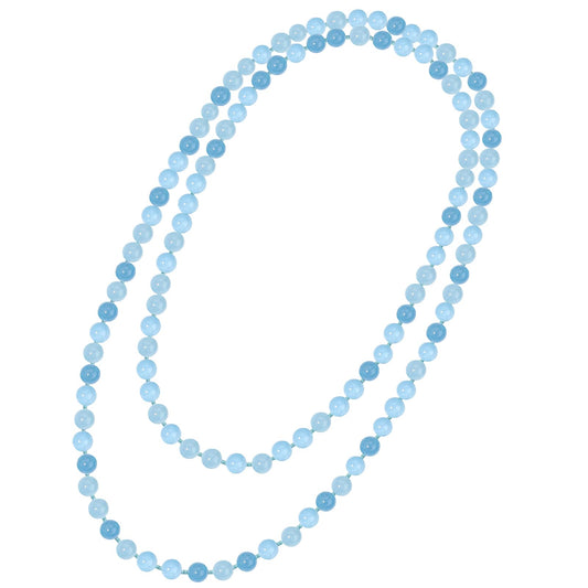 108 Mala Beaded Long Necklace Hand Knotted for Women (Aquamarine 1)