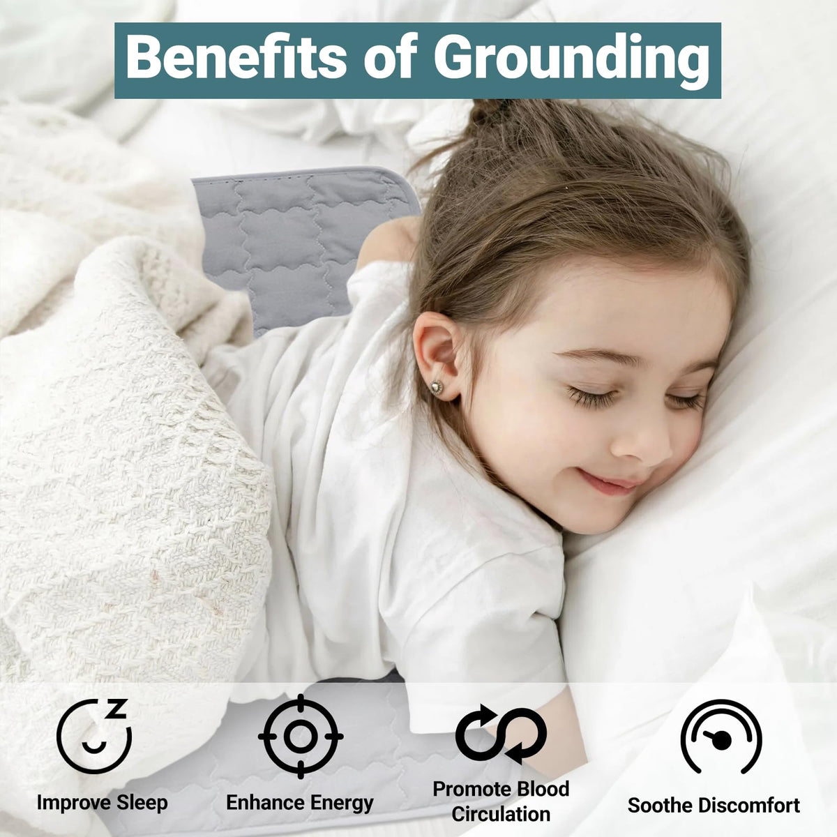 Grounding Mat with Silver Fiber for Better Sleep Wellness Magnetic Therapy 35"x50" (35x50inch)