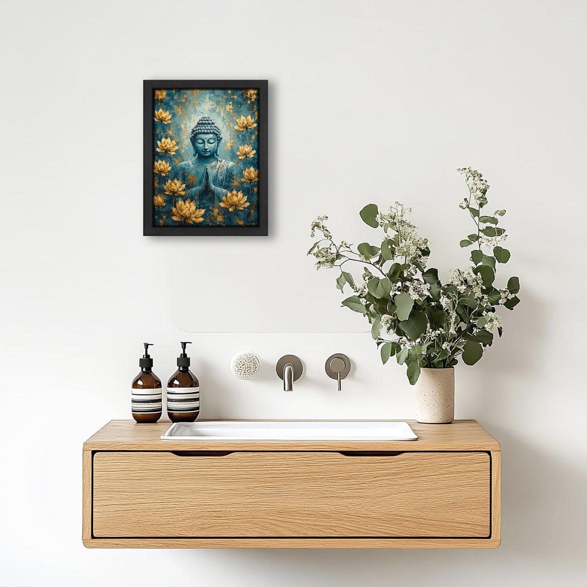Teal Buddha Decor Wall Art (Wall Art Framed 10 / 16"L x 12"W)