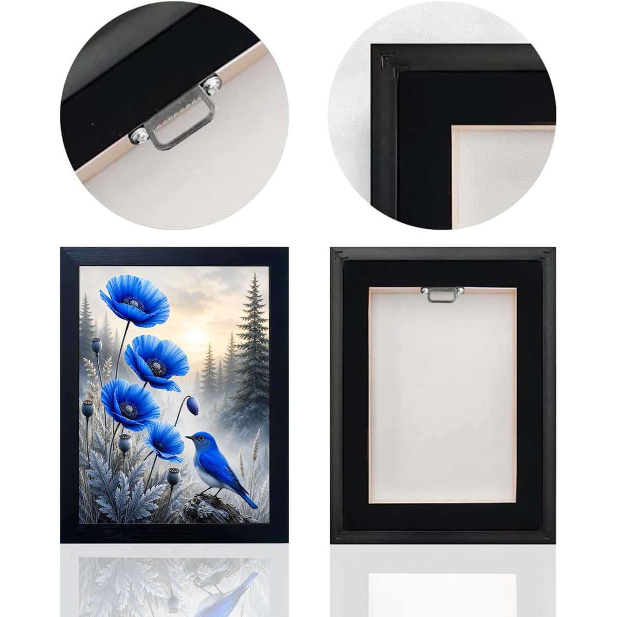 Poppy Bluebird Decor Wall Art (Wall Art Framed 65 / 16"L x 12"W)
