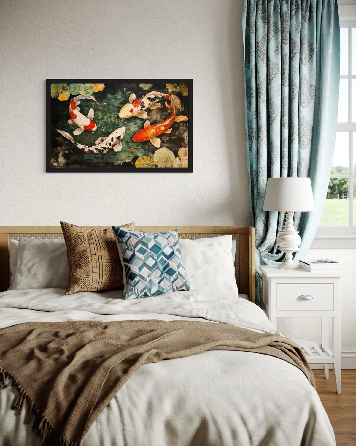 Koi Pond Unframed Wall Art Print Poster (Koi Pond / 24"L x 18"W)