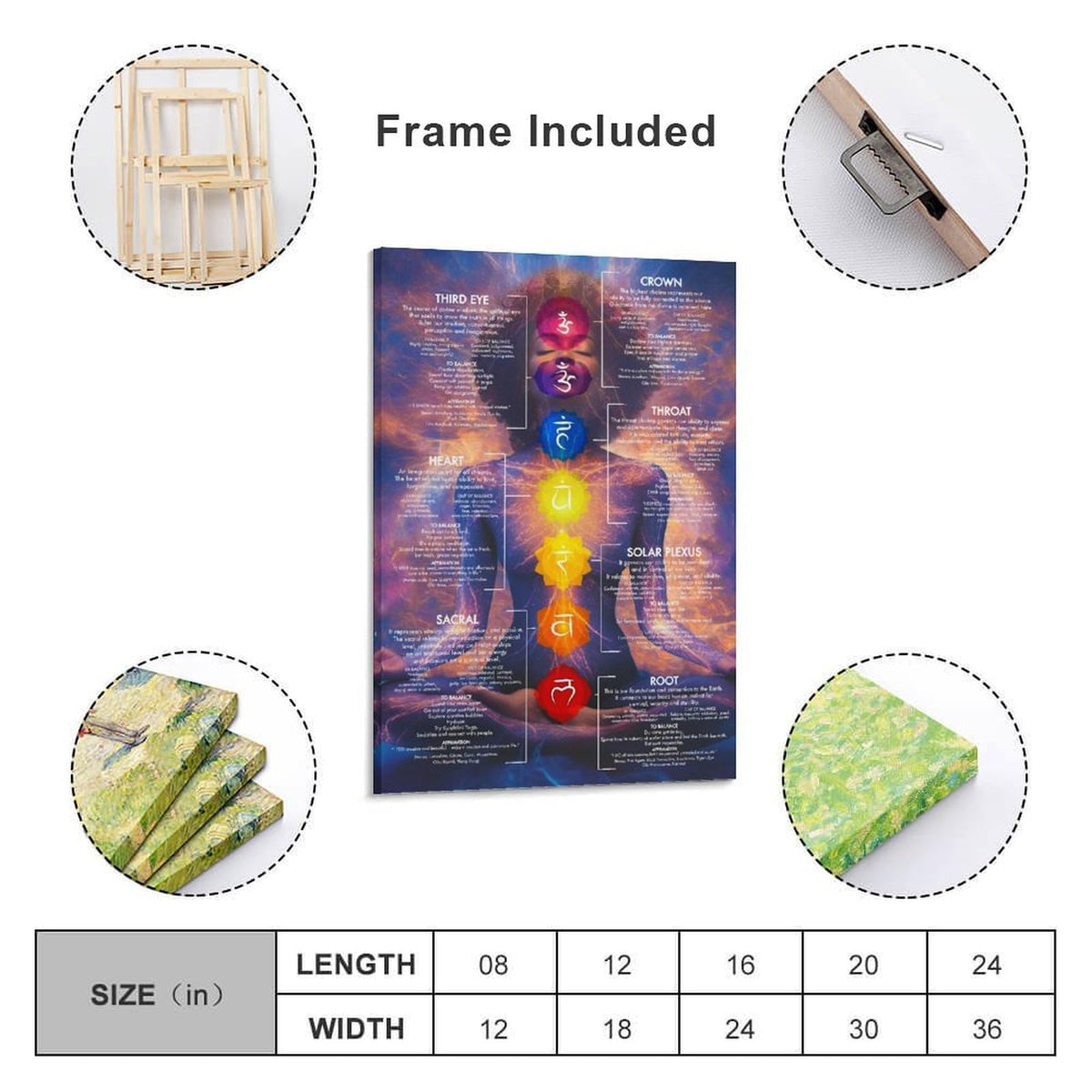 Chakra Chart Poster (24 x 36 inches / Frame-style-2)
