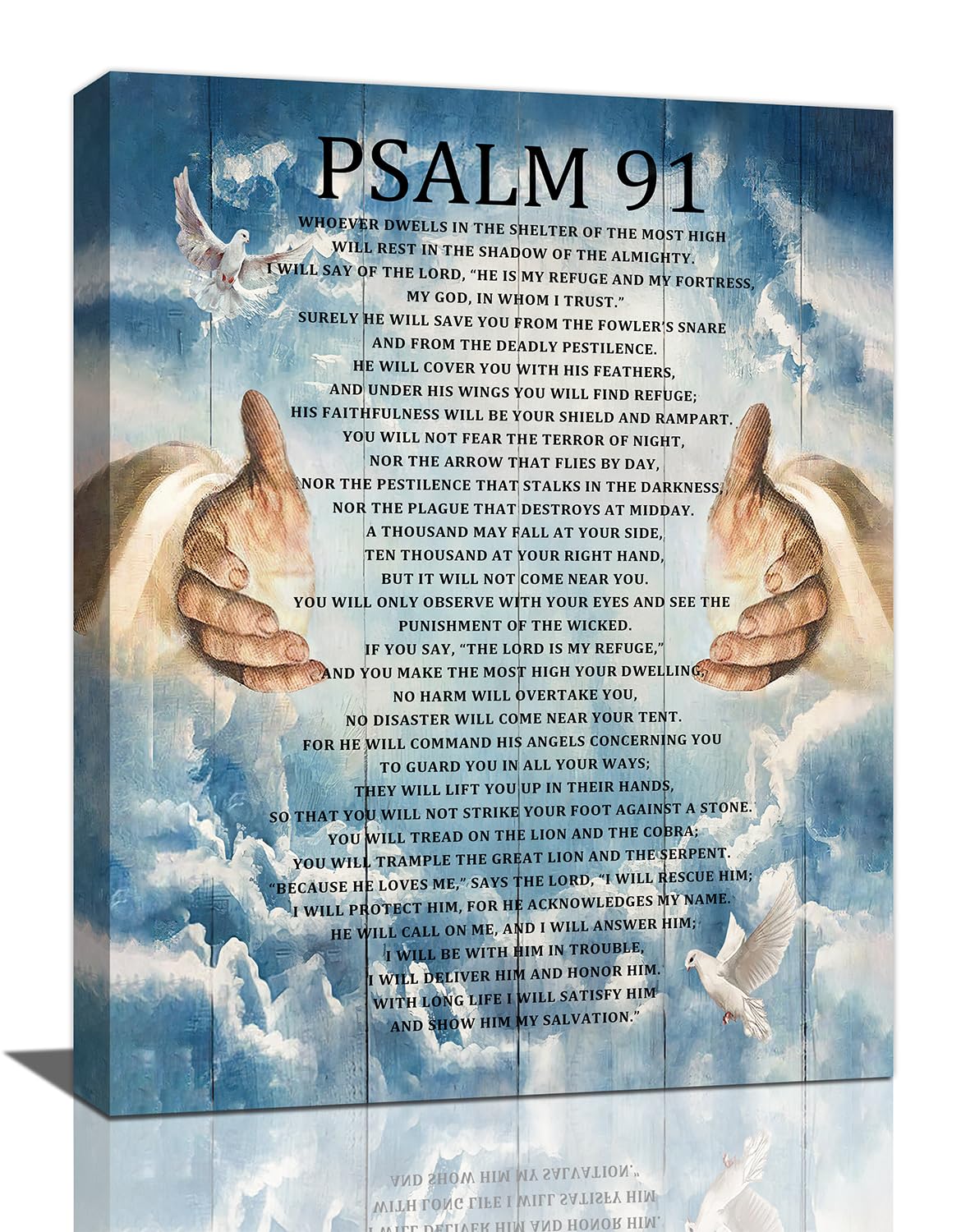 Psalm 91 Wall Art Psalms 91 Pictures Wall Decor Christian Canvas Prints Bible Verse Decorations Painting Framed Artwork Office Home Church Decor For Bathroom Prayer Dining Living Room 12"x16" (Psalm 91 / 12"L x 16"W)