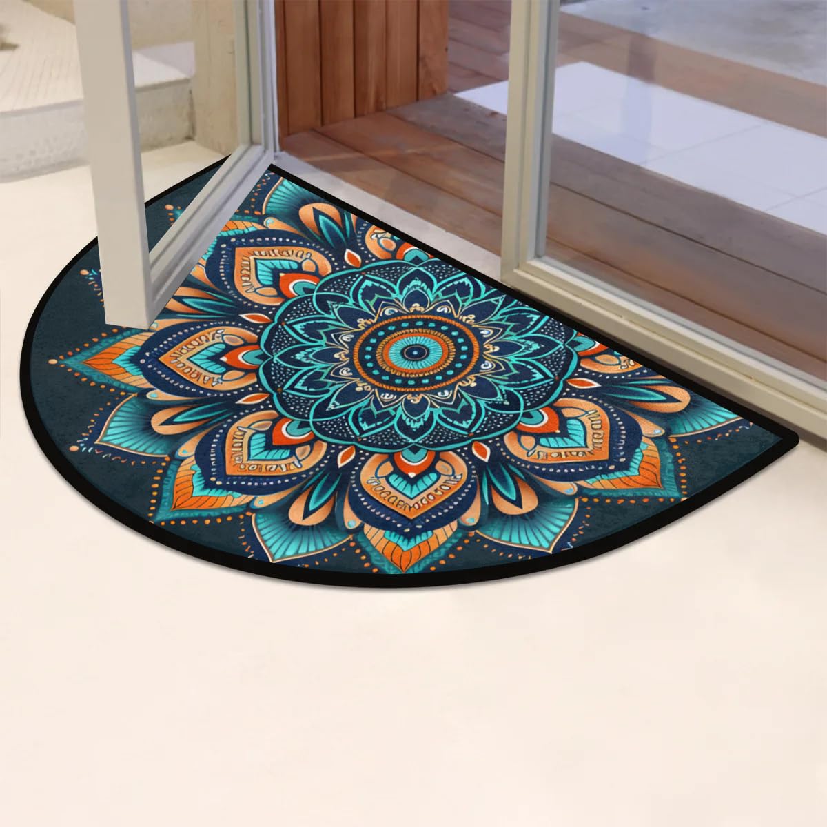 Ethnic Mandala Half Round Door Mat Semi Moon Rug Fireplace Carpet Area Rugs (A:a-10)