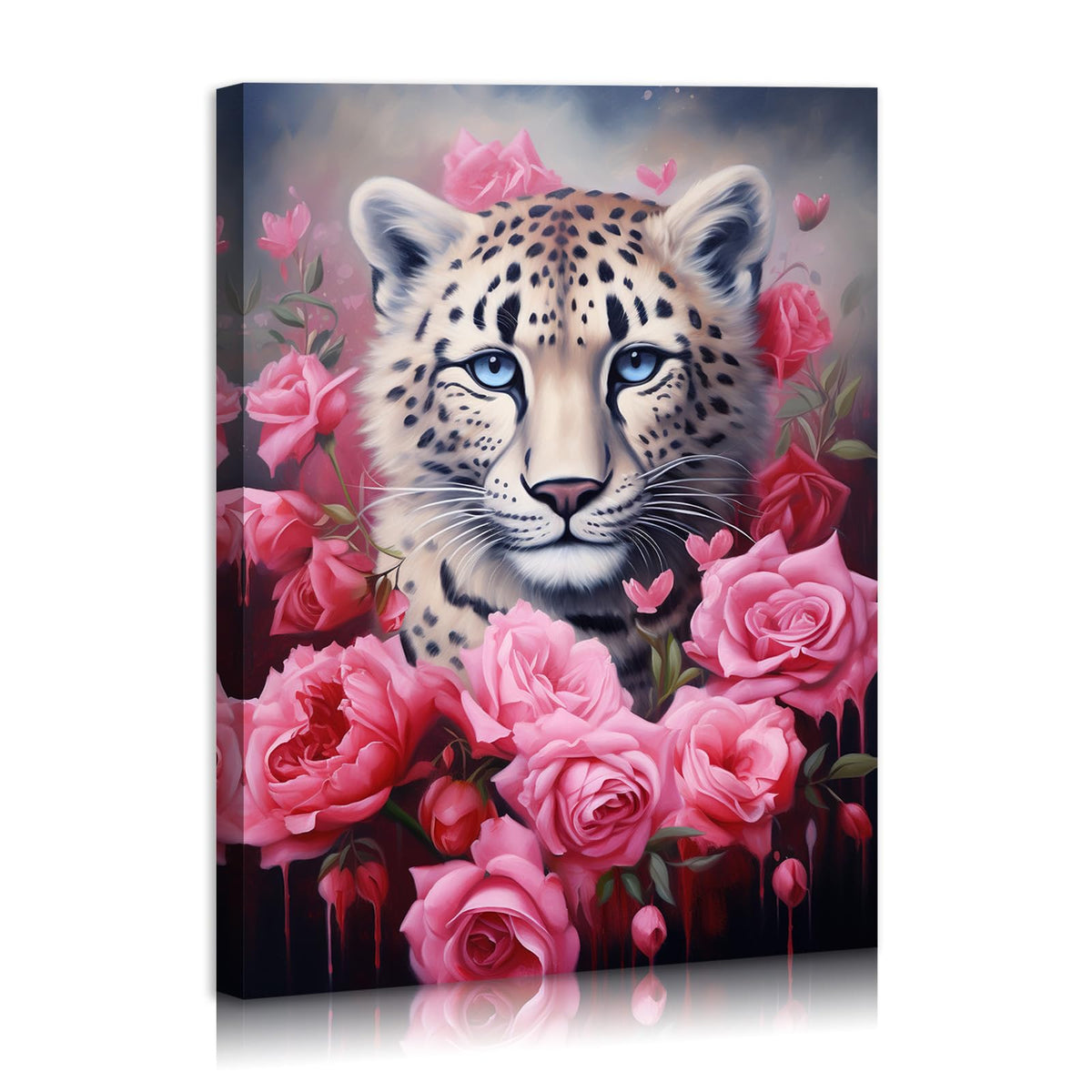 Rose Leopard Wall Art Wildlife Animal Poster Pink Rose Teens Little Girls Women BedroomLittle Girls Room Nursery Toddler Wall Art Framed Artwork for Modern Living Room Bedroom Bathroom 12x16inches (16"L x 12"W / Leopard)
