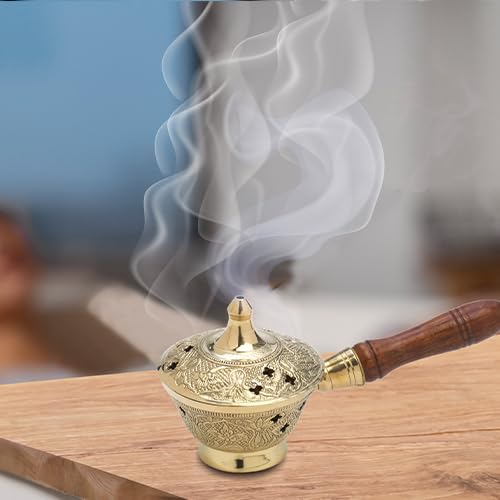 Handcrafted Charcoal Incense Burner for Resin and Frankincense (Gold - Small)