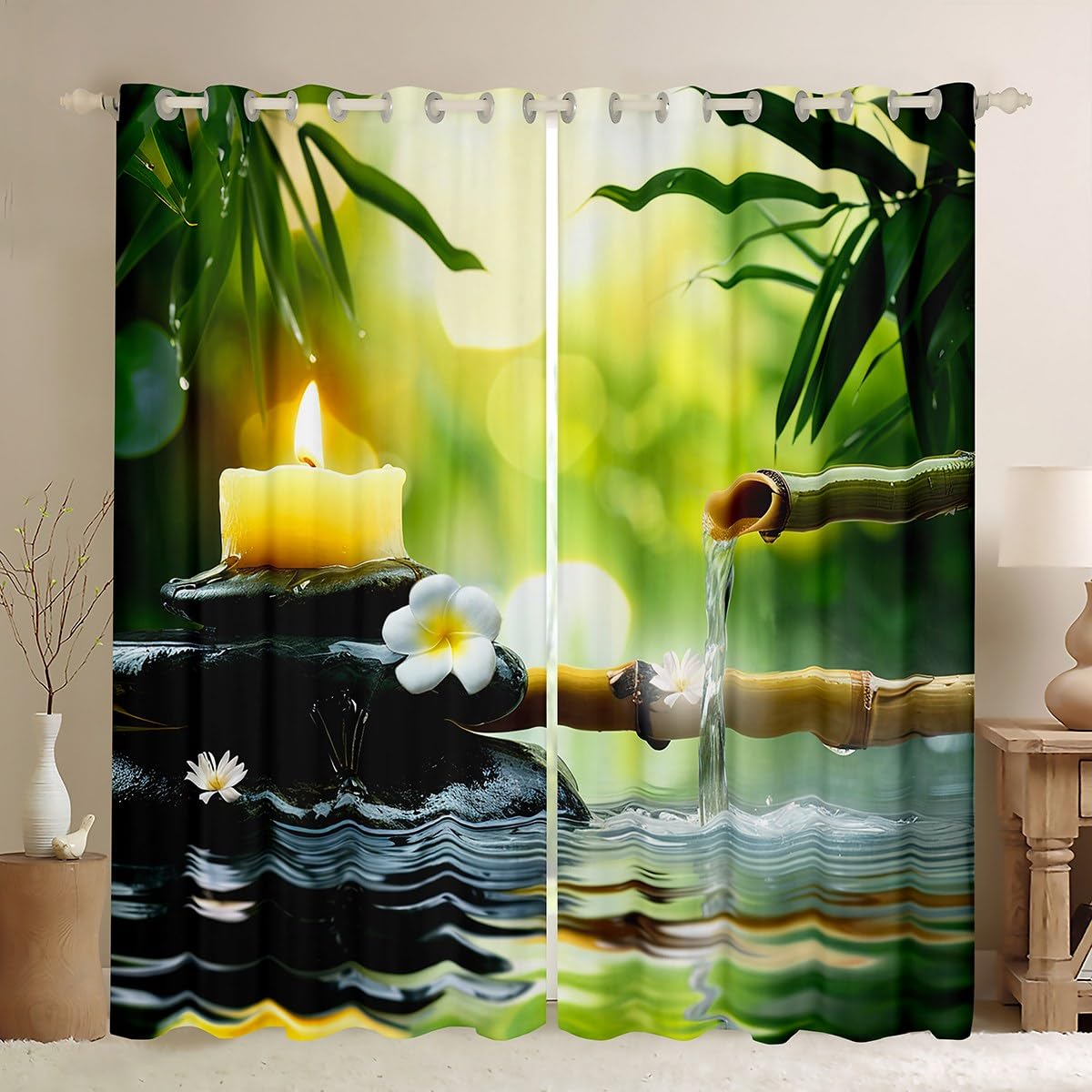 Zen Stones Darkening Curtain Bedroom 2 Panels 52 x 84 Inch Blackout (Multi 5 / 52"W x 84"L (Pack of 2))