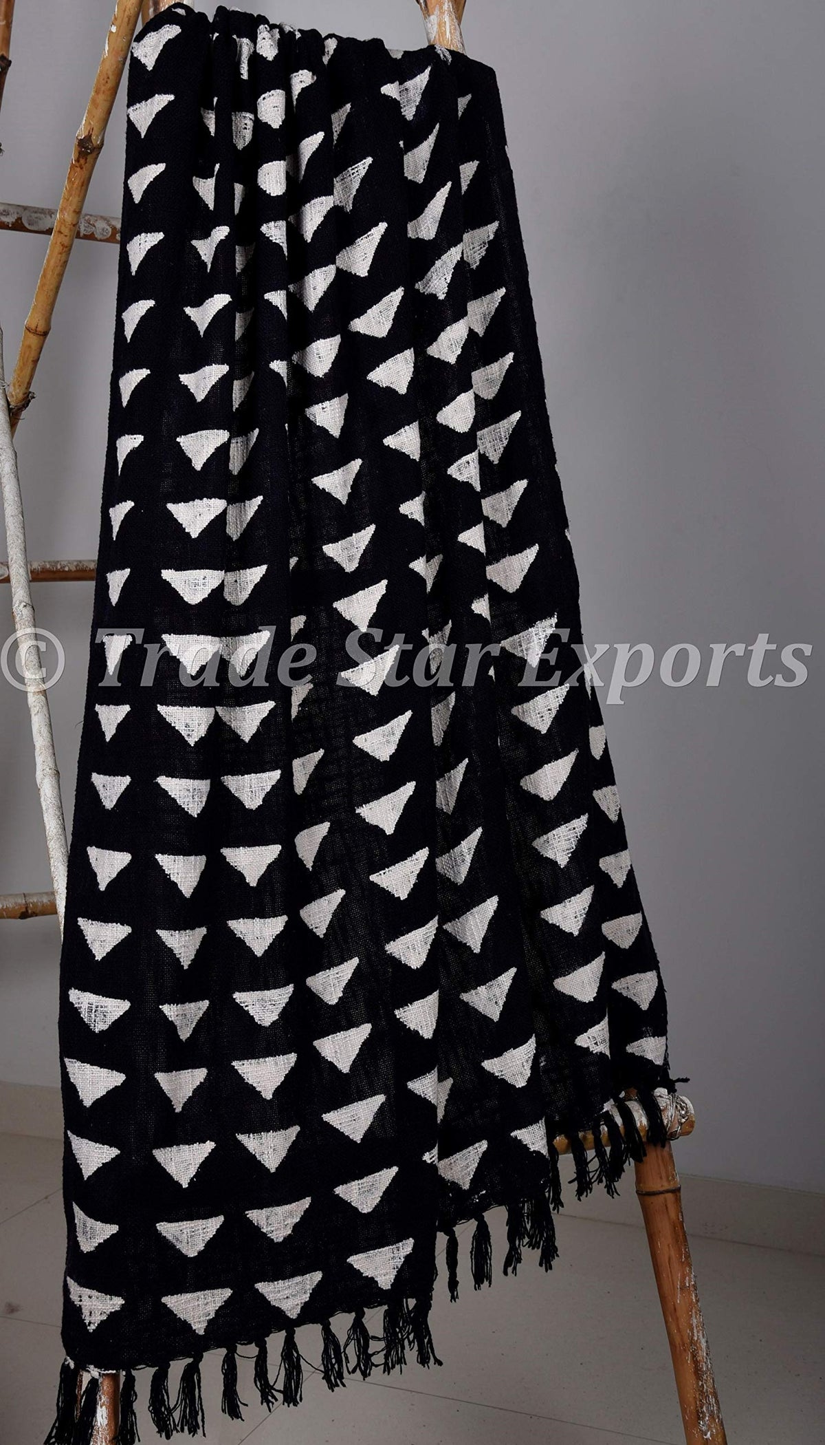 Handmade Mudcloth Print Throw (Black / Maple (120 x 170 Cms))