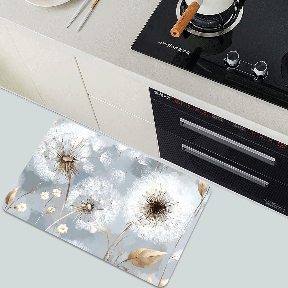 Bath Mat Bathroom Rug (Spherical White Dandelion / 16 x 24 inches)