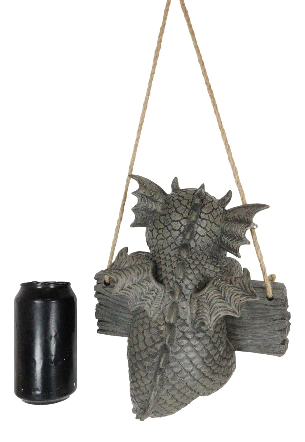 Ebros Whimsical Jute Strings Hanging Welcome Garden Dragon Picking Nose Statue Cute Wyrmling Figurine Dungeons and Dragons Mythical Fantasy Sculpture Guest Greeter Tree Branch Hanger Patio Decor (Rope Hanging Welcome Dragon)