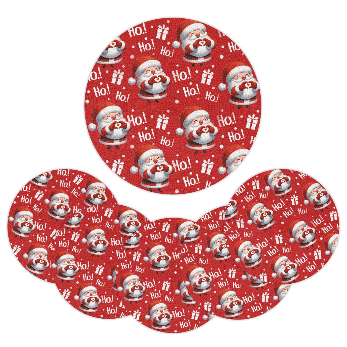 Christmas Woven Placemats Round Placemats Set of 6 for Festival Party (C 005 / 6 pieces)