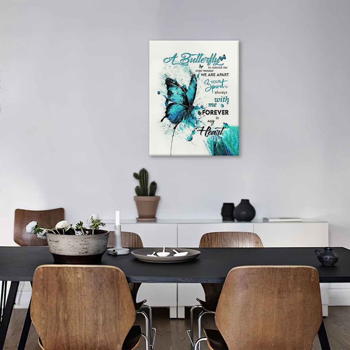 Teal Butterfly Canvas Wall Art Inspirational Quotes Pictures Wall Decor Watercolor Butterfly Prints Painting Framed Artwork Decoration For Bathroom Bedroom Living Room Office 20"x24" (24"L x 20"W / Watercolor Butterfly-T)