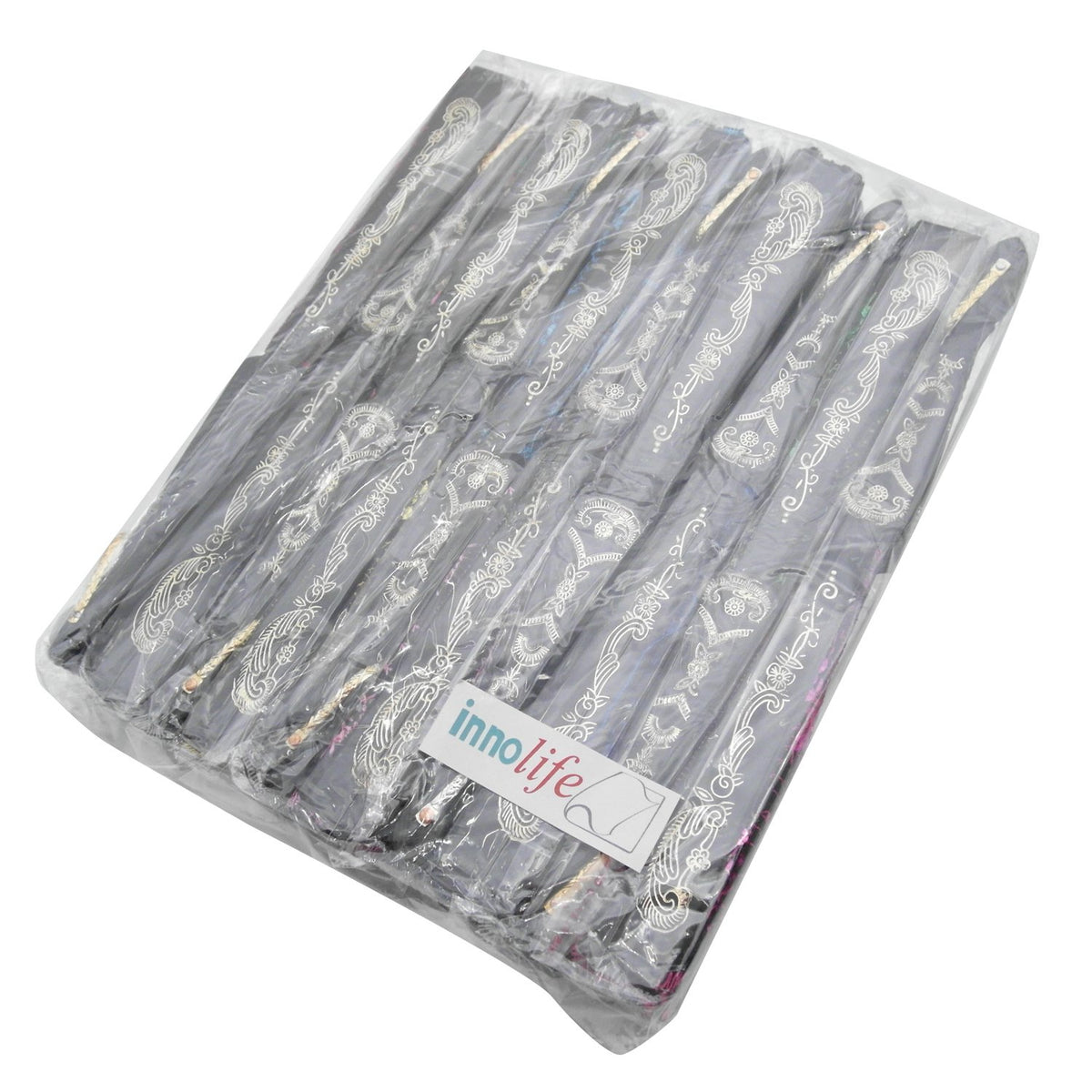Elegant Colorful Embroidered Flower Peacock Pattern Sequin Fabric Folding Handheld Hand Fan Hand (10pcs Mixed Colors)