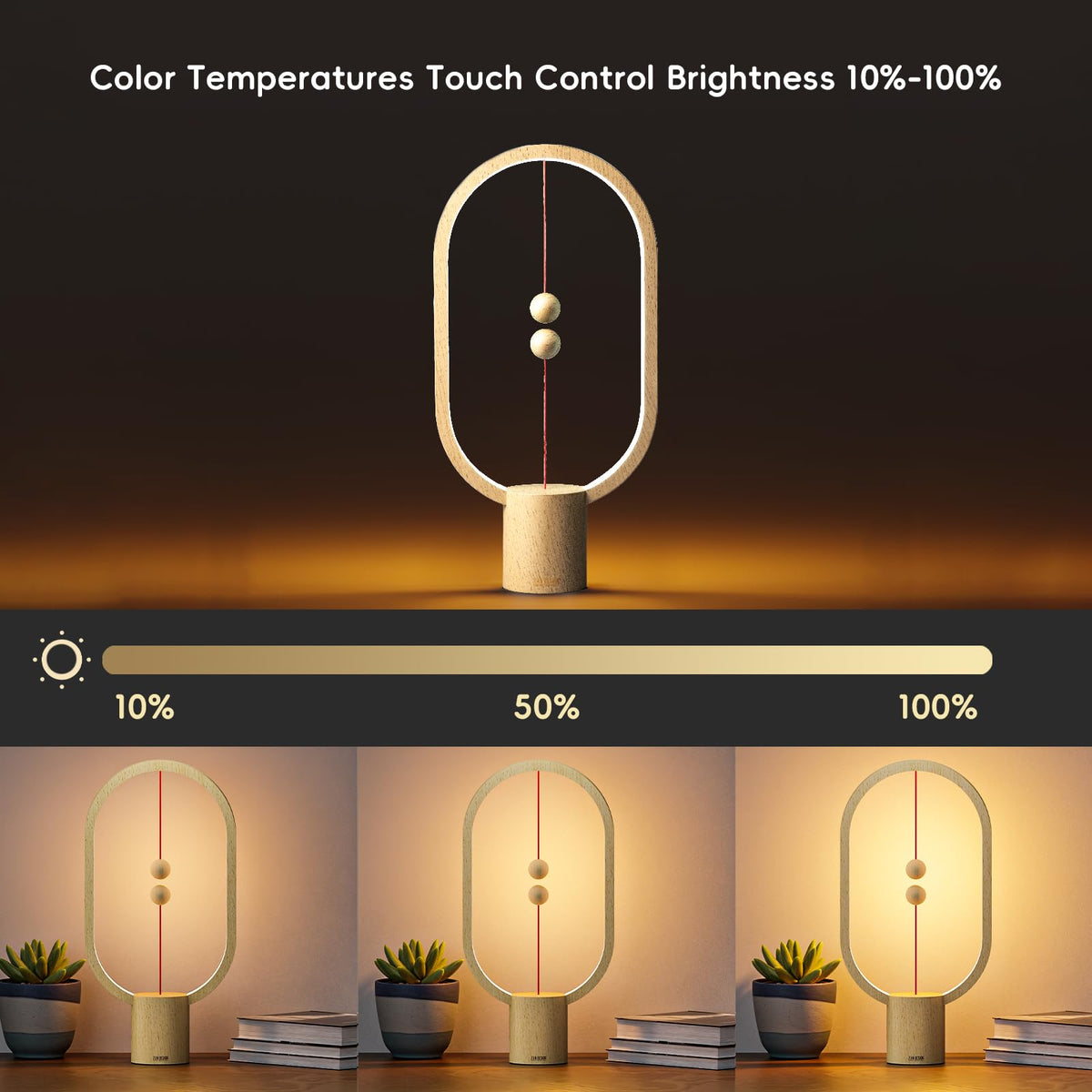 Table Lamp for Bedroom (Dark Wood -15.7")